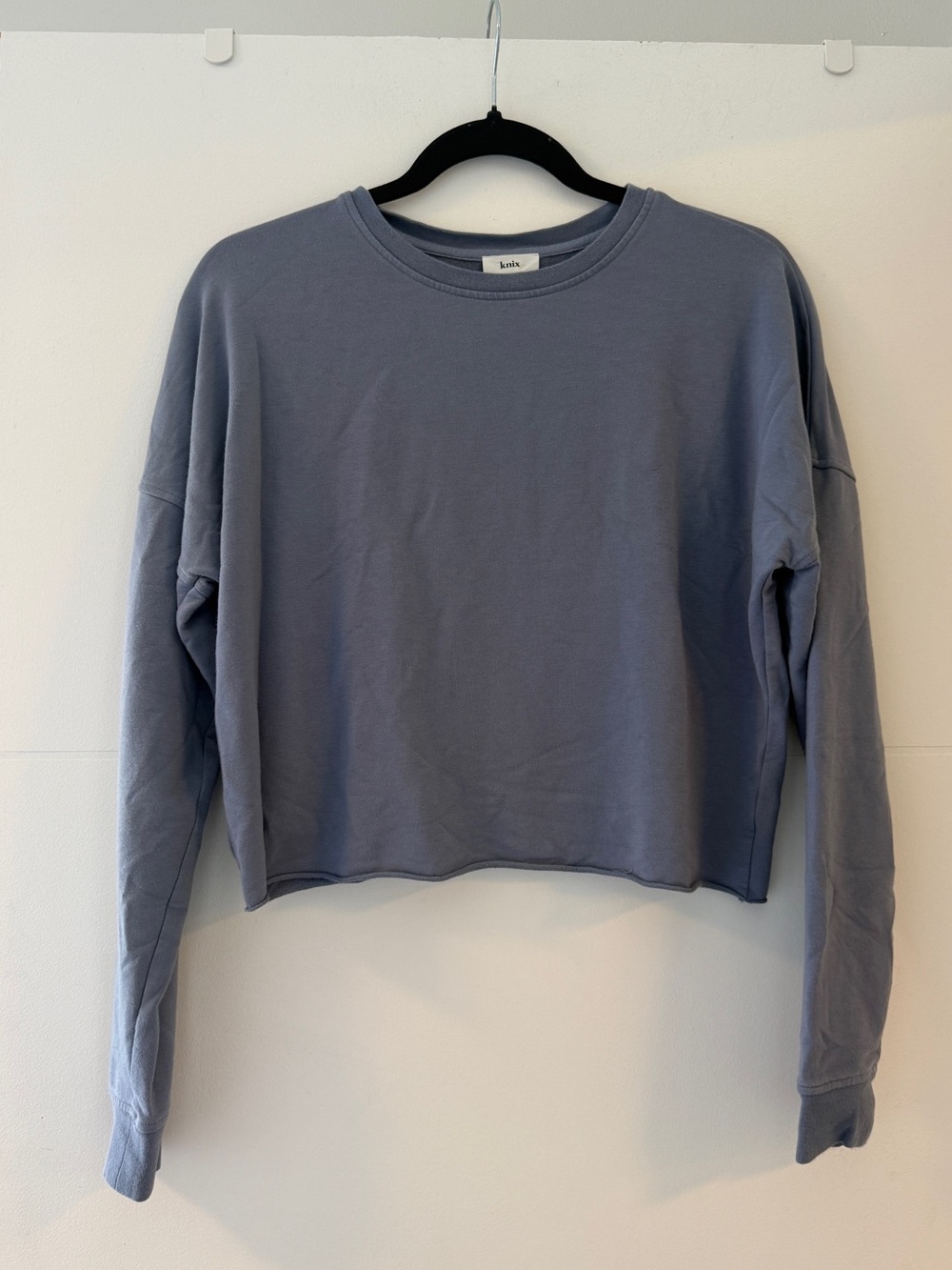 Knix Dusty Blue Cropped Crewneck Sweatshirt S